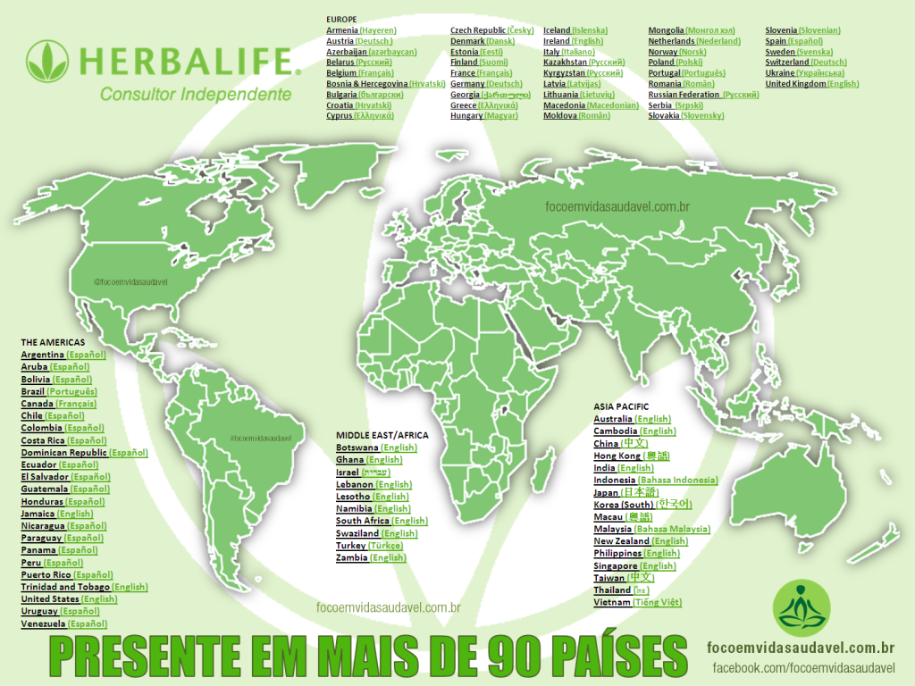 Herbalife presente em mais de 90 paises - focoemvidasaudavel.com.br